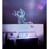 MultiColor acrylic and plastic Deer AC Adapter Night Lamp with 3D illusion, ideal for home decor and gifting in living rooms, bedrooms, bars, shops, coffee shops, hotels. Safety material, low energy consumption, no chemical odors